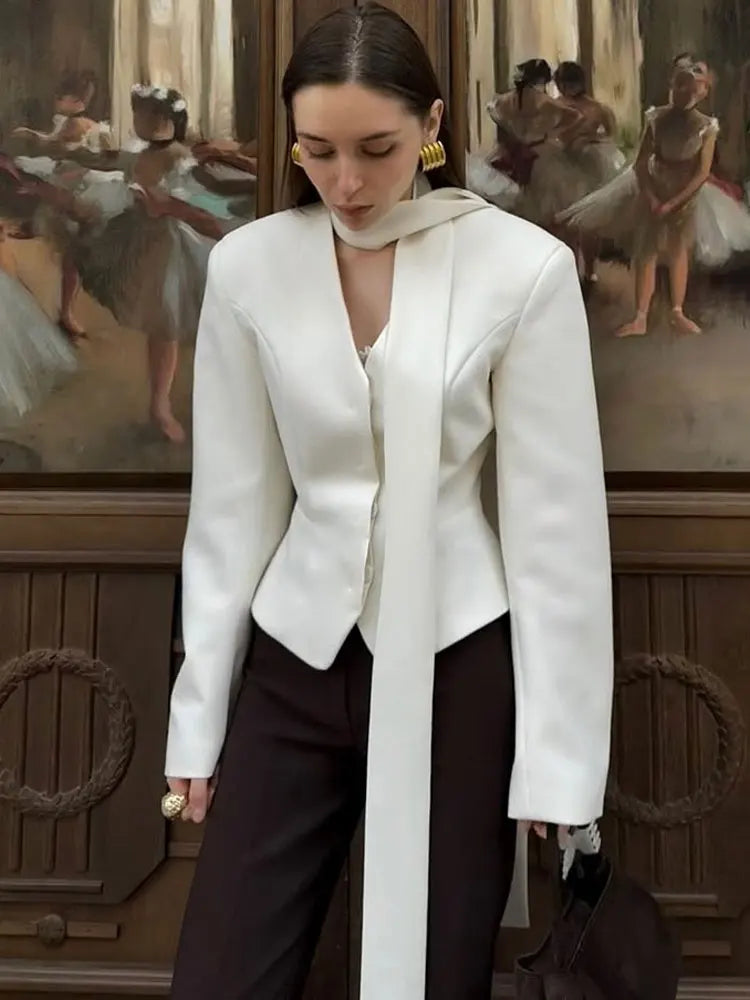 LUXURY V-NECK STRIPED COAT